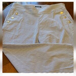 Striped Nautical Pants with Gold Buttons W/ Stretch